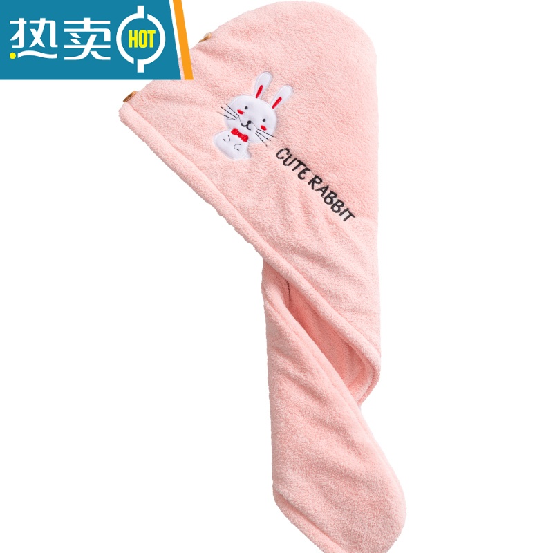 敬平加厚双层珊瑚绒干发帽器女吸水可爱速干擦头发包头毛巾成人 涤锦珊瑚绒(单层绿色)刺绣高清大图