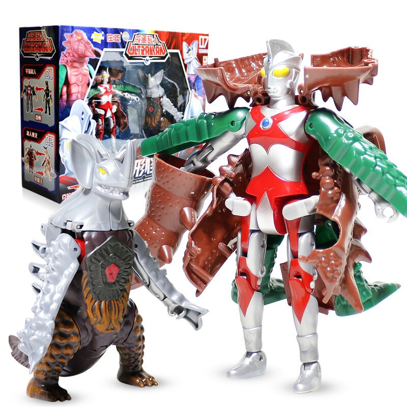 咸蛋超人(ULTRAMAN)奥特曼玩具模型 多关节可动奥特曼蛋变身器打怪兽对战变形飞行战机 变形怪兽-艾斯+佐菲