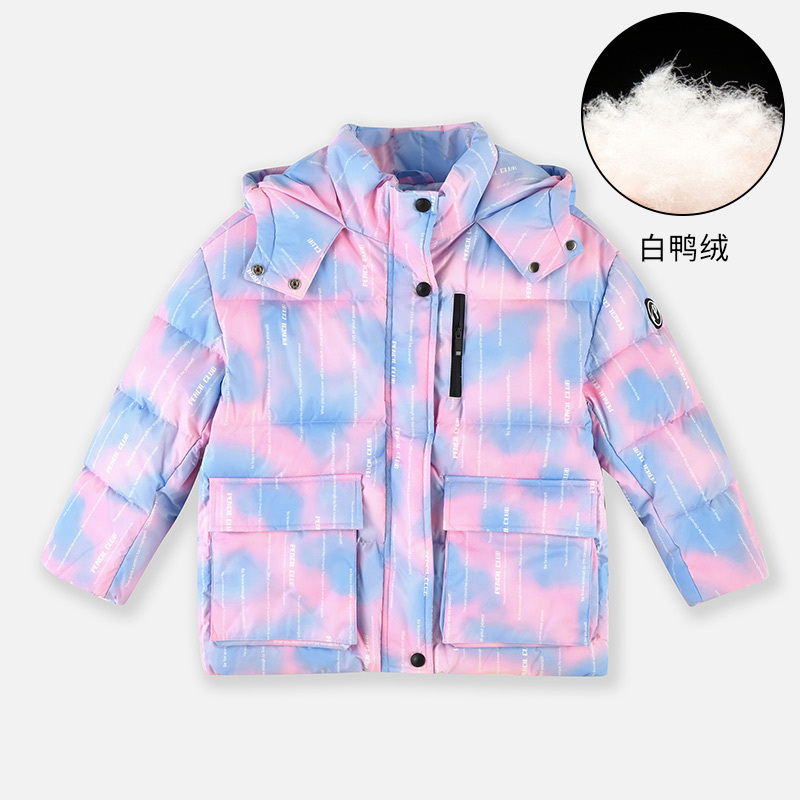 【1件3.5折】铅笔俱乐部秋冬新品女童羽绒服儿童加厚保暖外套中大童上衣 粉蓝 110cm