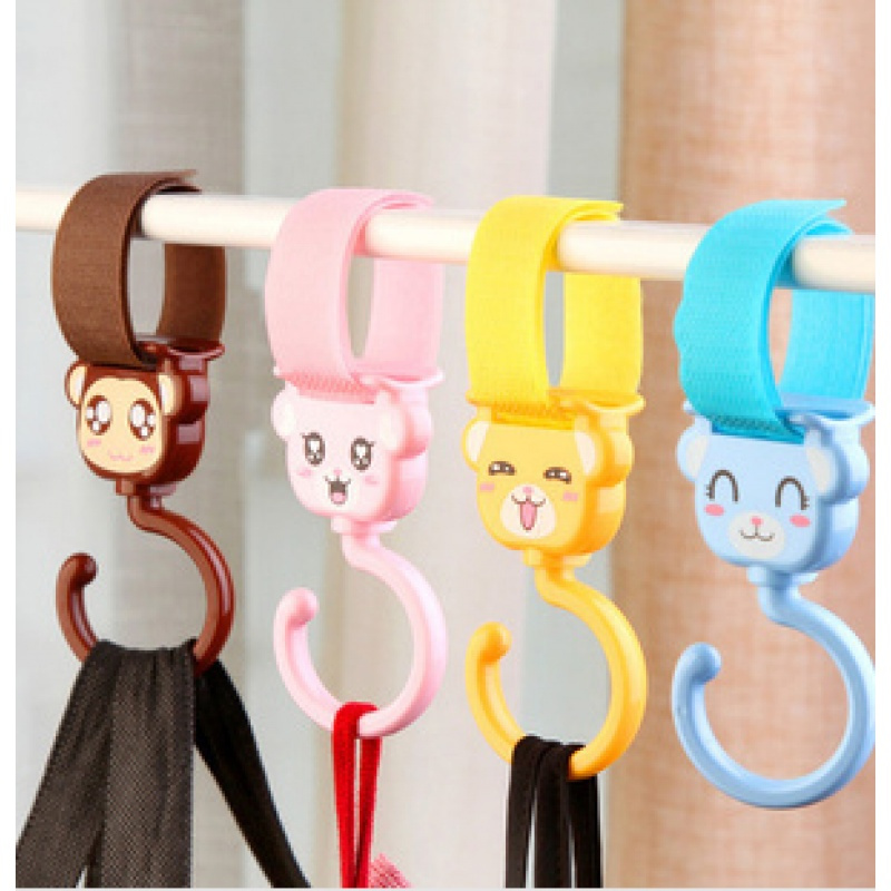 2个装创意360度旋转衣橱内卡通挂钩多功能可爱魔术贴粘钩挂衣钩