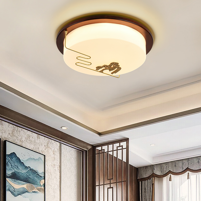 轩尼雅客厅吸顶灯新中式全铜餐厅卧室led吸顶灯具儿童房书房过道阳台