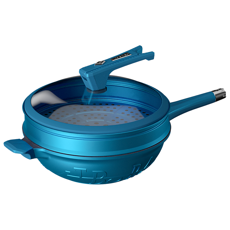 [C]帝伯朗 第三代 菲尼雅浮雕多用不粘锅32cm 莱茵蓝
