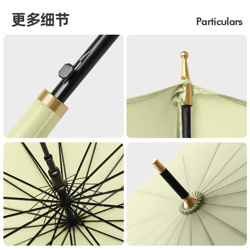 海迎(HAYAN) 25-YS自动直杆长柄雨伞-24骨自动[深咖色]子弹头纤维伞骨送伞套高清大图
