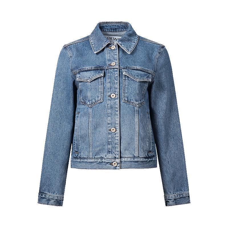 罗意威 loewe 春秋款 女士棉质中蓝色anagram牛仔服夹克上衣外套s359