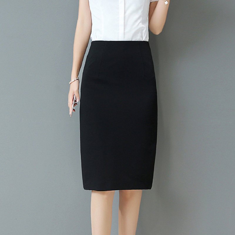 春夏职业裙高腰过膝半身裙中裙弹力一步裙包臀裙包裙中长款正装裙黑色