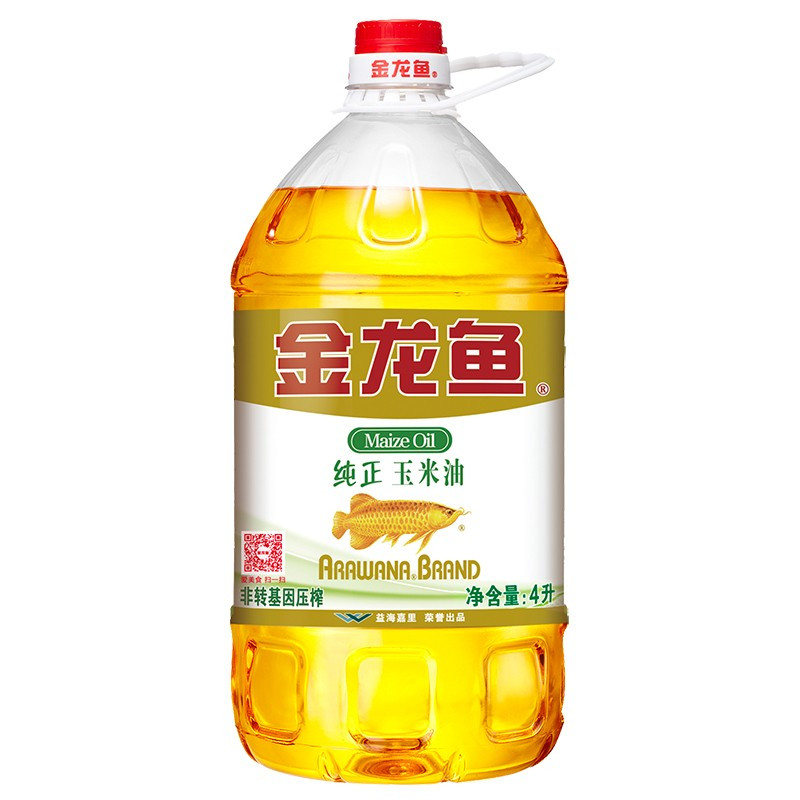 金龙鱼 非转基因 压榨 一级 食用油 纯正玉米油 4L