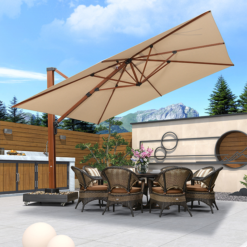 紫叶户外遮阳伞花园罗马伞室外大型户外太阳伞别墅露台户外伞庭院伞 4米方形【美国布，不含鹅卵石】