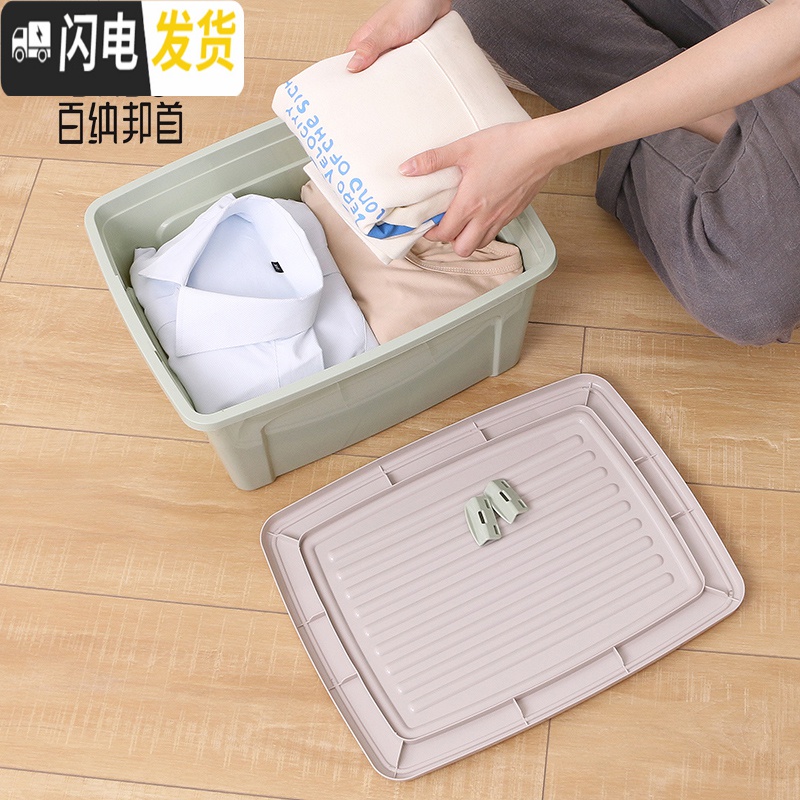 三维工匠家用加厚收纳箱小号杂物整理箱带盖塑料玩具衣物床底储物箱子高清大图