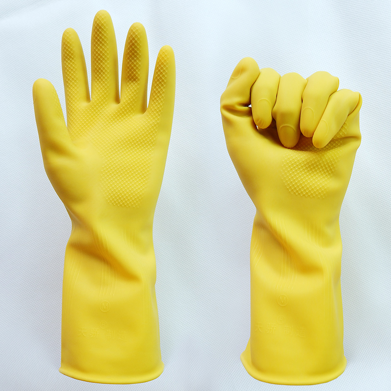 舒卉牌手套厨房洗碗家务牛筋橡胶手套乳胶加厚耐用防水劳保家用2双装