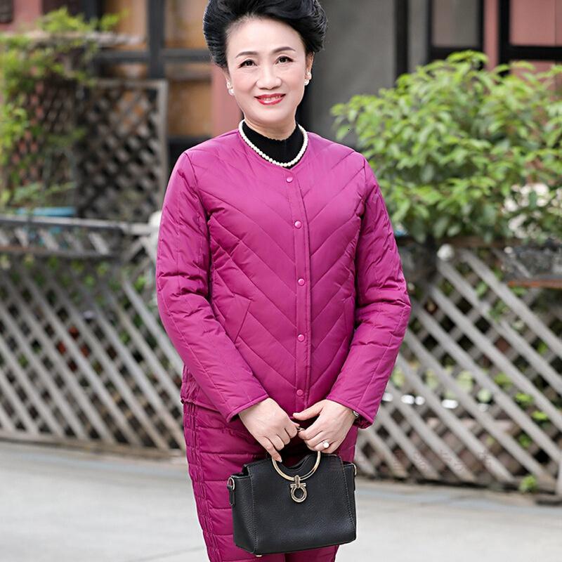 迪鲁奥（DILUAO)波司登旗下【特价】中老年羽绒服内胆套装女妈妈装轻薄保暖女士大码两件套_117 XL 女款酒红色套装