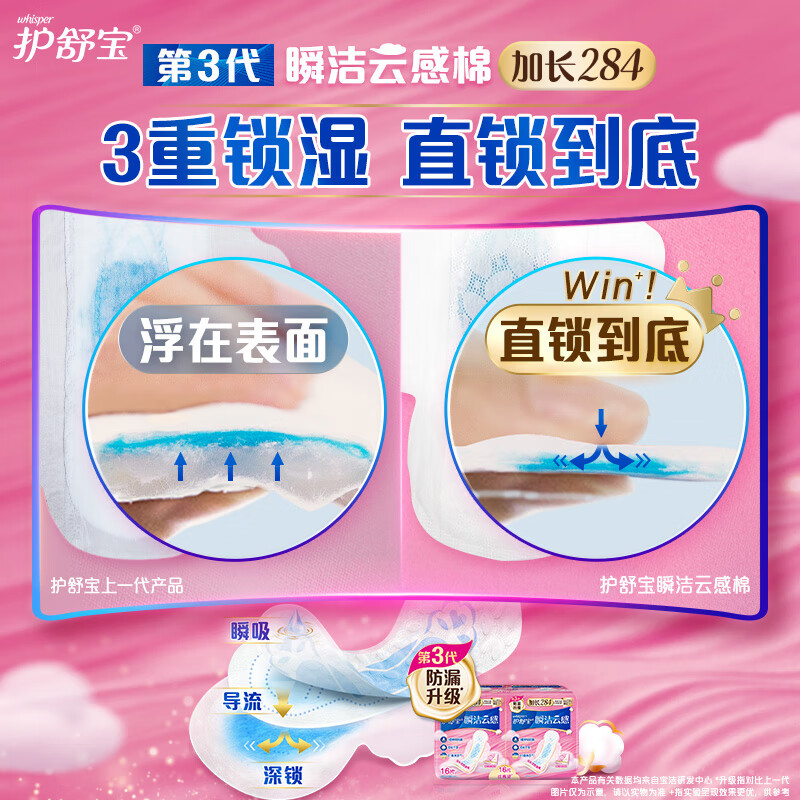 护舒宝 云感棉贴身日用16片包卫生巾*2高清大图