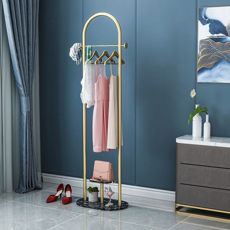 定制落地挂衣架简约现代卧室北欧铁艺晾衣架古达金属大理石客厅门口衣