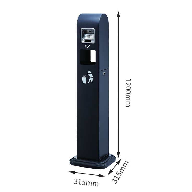 GNF烟蒂柱不锈钢座地立式带内桶 烟灰桶灭烟筒吸烟桶烟桶柱 吸烟灭烟烟头垃圾桶 GPX-129N 深灰色 配重底座高清大图