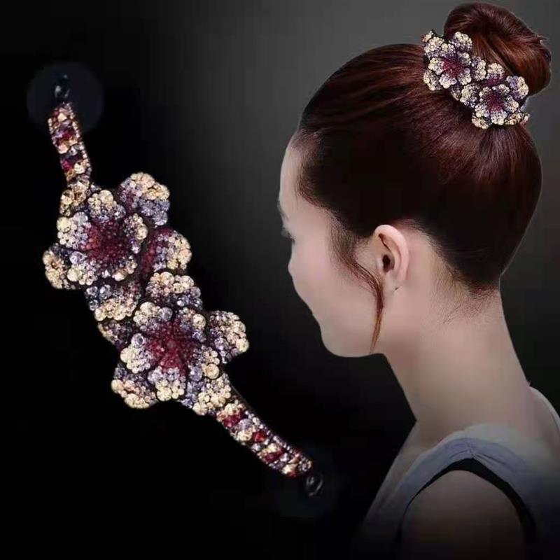 同款苞头顶夹日韩水钻发夹头花发圈成人饰品丸子头盘发马尾扣牡丹花