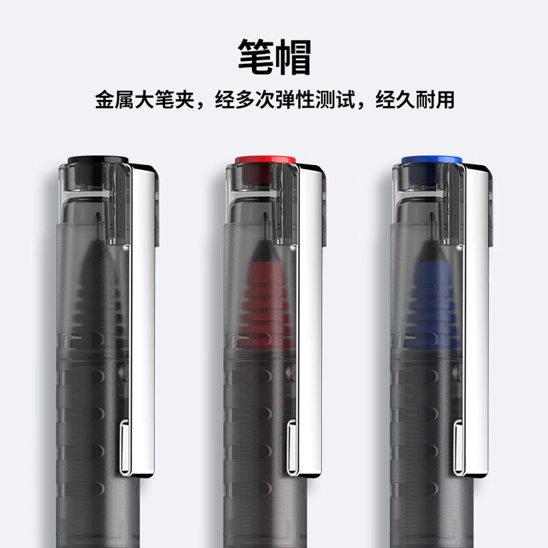 施耐德 针管中性笔 0.5mm顺滑签字笔 学生考试办公用大容量直液式水笔 803五支装-3黑1蓝1红高清大图