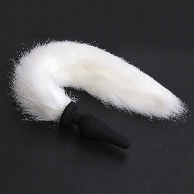 桃色缘涨爽仿真狐狸尾巴硅胶后庭肛塞 sm调教男女用器具SM情趣用品另类成人玩具 仿真白狐尾硅胶肛塞高清大图