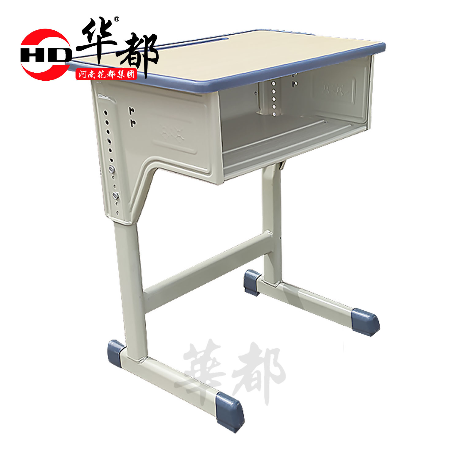 华都HDKZ-07 加厚单腿学校课桌凳华都学生课桌椅学校可躺椅午休椅培训桌ABS桌面双斗课桌课凳课椅教室高清大图