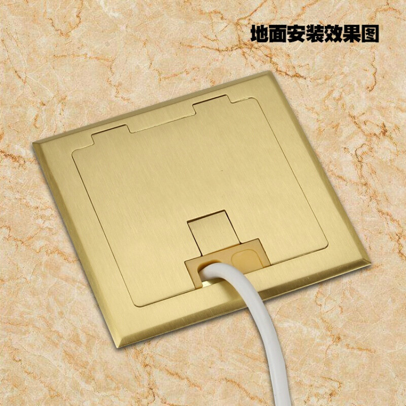 地插座全铜防水 五孔地插侧插开启式隐藏式地板地面插座普通底盒