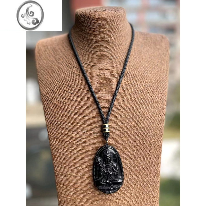 jimi男士项链绳子吊坠挂绳天珠挂链配绳玉佩加粗黑皮绳吊坠绳长款