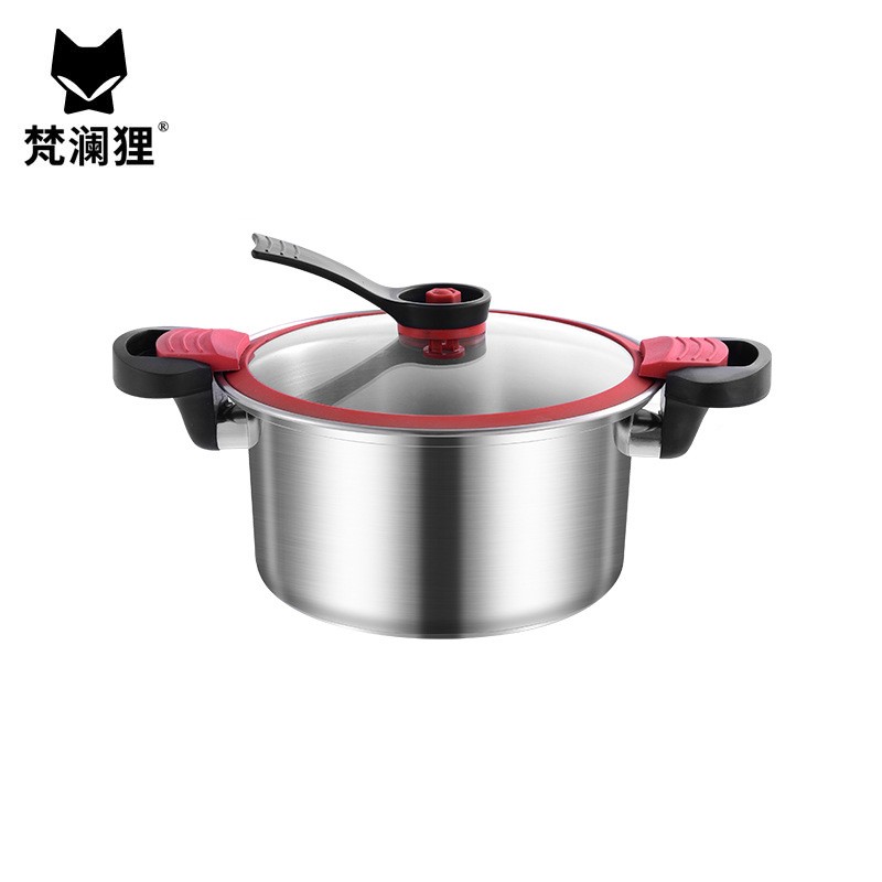 梵澜狸304不锈钢微压锅 复合底带盖汤锅小型压力锅D71 个高清大图