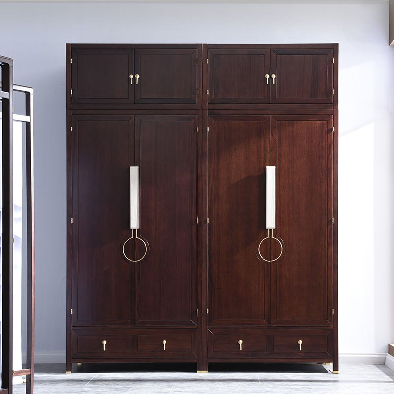 光明家具进口红斑马木实木衣柜新中式卧室四门衣柜组合90923012302