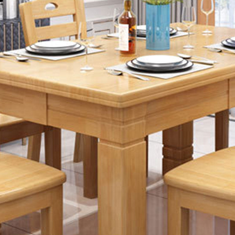 臻远 ZY5110241 实木餐桌椅组合原木色长方形餐桌椅 1.2米一桌四椅高清大图