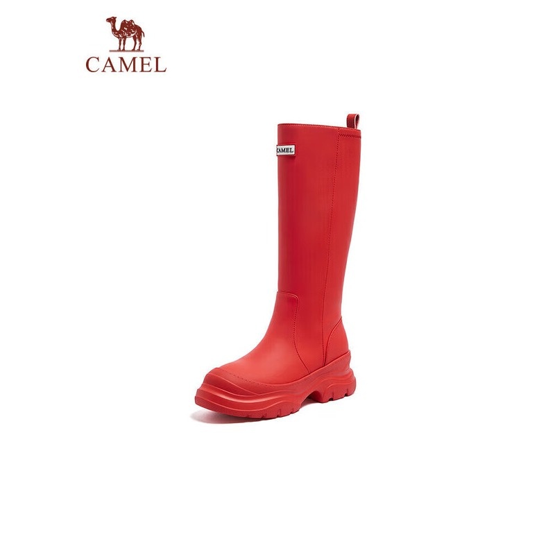 骆驼(CAMEL)彩虹雨靴女晴雨两穿轻盈户外休闲长靴 L25W577028 红色高清大图