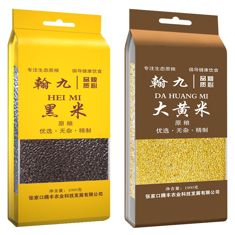 翰九 珍贡黑米 1kg+大黄米 1kg 无染色 八宝粥 腊八粥原料 国产食品 粮油 杂粮 大米伴侣 真空包装