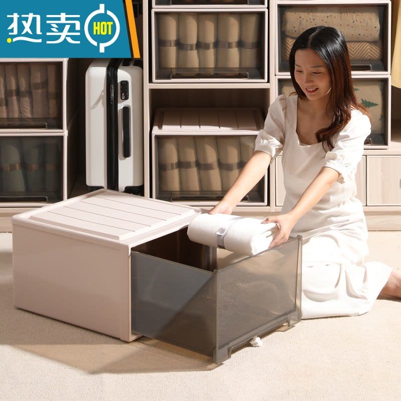 敬平卓越收纳箱抽屉式收纳盒家用收纳衣柜衣服物整理箱透明床底储物箱收纳柜图片