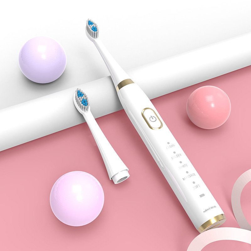 金正(NiNTAUS)电动牙刷 USB充电粉色家用软细毛充电式超声波防水全自动男女情侣牙刷X7–5档