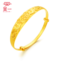 金一足金999儿童龙凤黄金手镯足金手环满月百天周岁生日礼金饰 （计价）AAER001-002