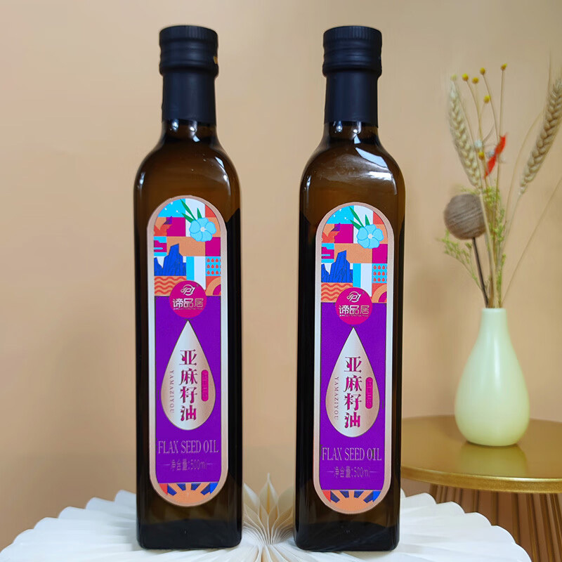 谛品居亚麻籽油500ml*2瓶油烟少营养丰富高清大图