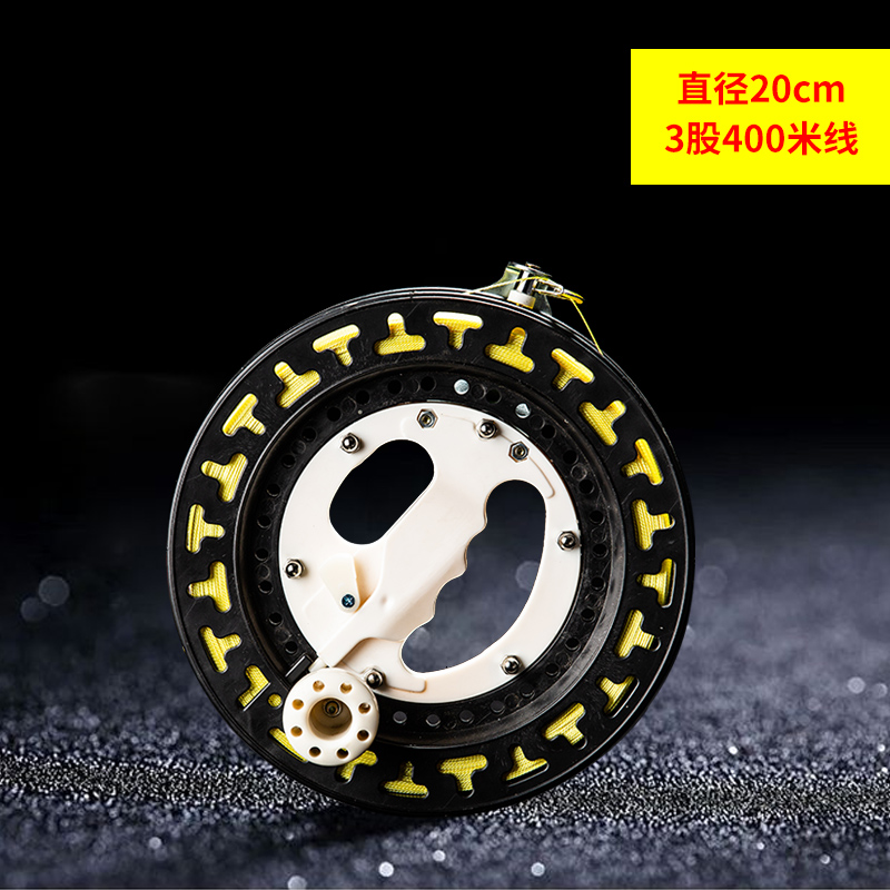 新款大轴承黑色线轮免费缠线3股4股风筝线厂家批发直销创意 三维工匠 黑色ABS-20cm3股400米高清大图