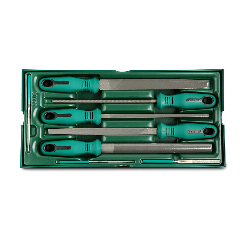 世达sata099108件锉刀工具托组套中齿扁三角锉刀套装1套装