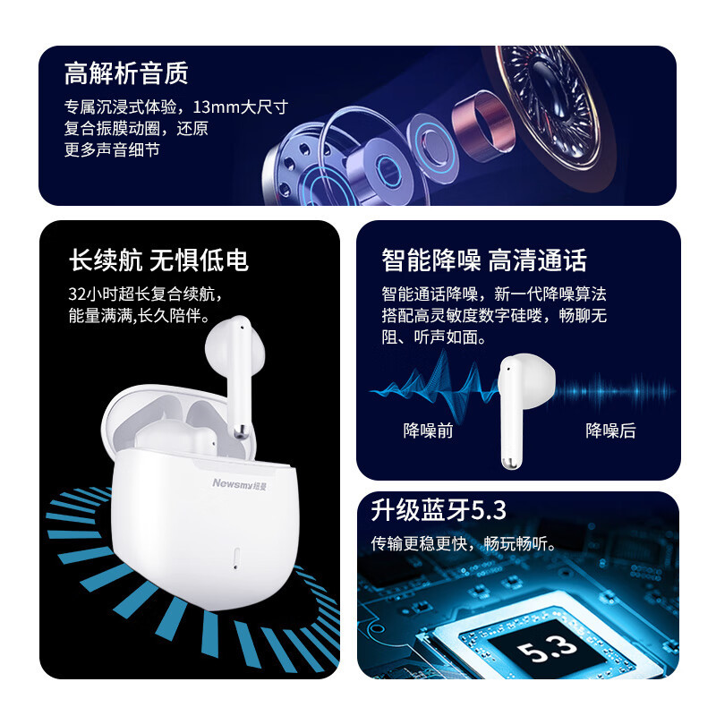 纽曼(Newmine)F1 TWS真无线蓝牙耳机IPX4(单位:个)