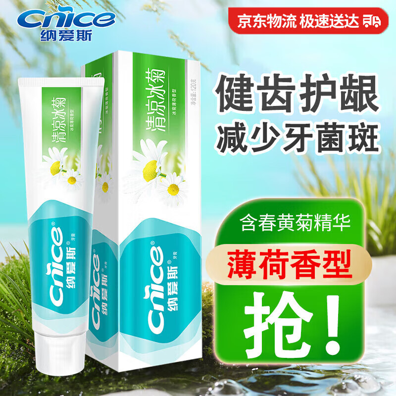 纳爱斯清凉冰菊牙膏120g清新口气去牙渍烟渍软垢下火护龈NAS0081