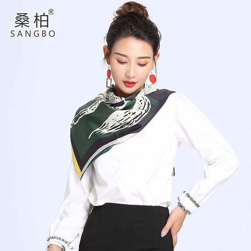 桑柏 桑蚕丝斜纹绸大方巾真丝丝巾女披肩围巾礼品礼盒装 马不停蹄
