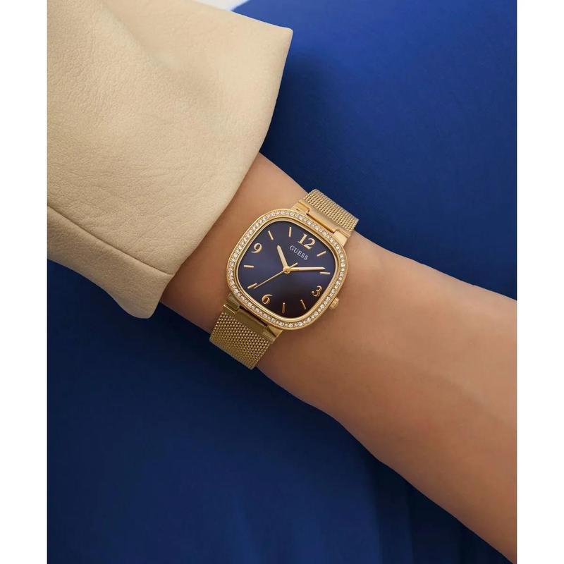 GUESS女款复古石英腕表金表带蓝面高清大图