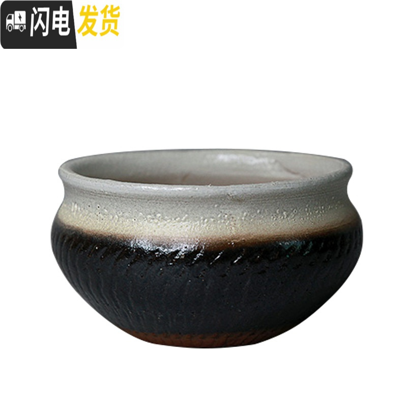 三维工匠粗陶多肉花盆大口径拼盘套装组合透气多肉花盆绿萝陶瓷 黑色南瓜八个组 15*8花盆容器