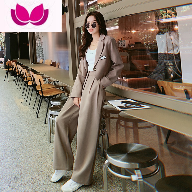 七斓炸街小西装套装女早2023新款职业气质阔腿裤高级感西服套高清大图