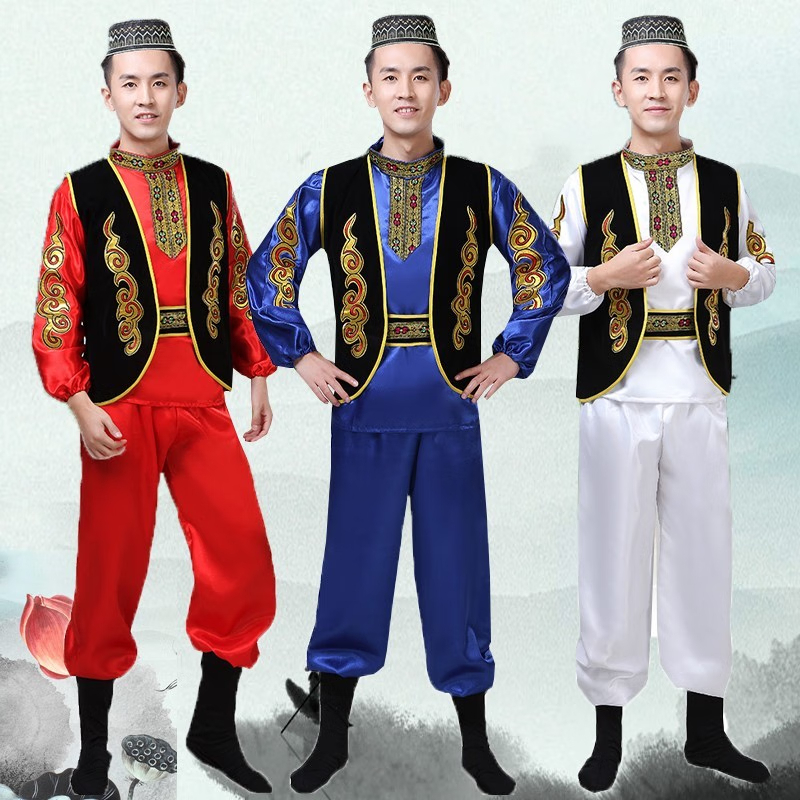 爵思朗新款藏袍男西藏民族服装花边藏服藏族服装织锦缎男款藏衣 藏青色 藏袍 L