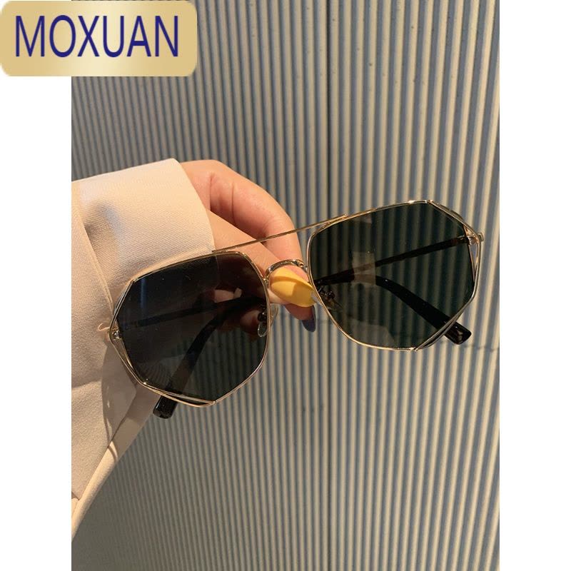 MOXUAN金属多边形新款ins男个性潮流太阳眼镜女圆脸网红情侣街拍墨镜潮太阳镜图片
