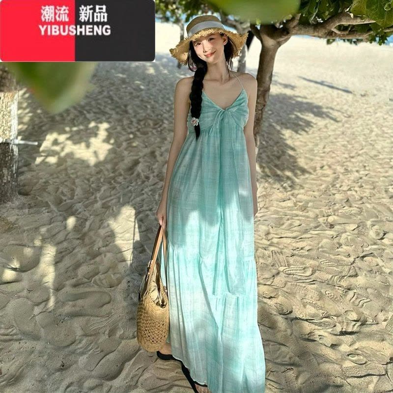 YIBUSHENG海边拍照仙吊带连衣裙云南三亚旅行初恋穿搭长裙度假露背仙女裙图片