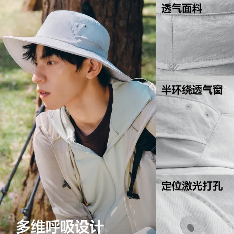 蕉下男士透气渔夫防晒帽TS730苔灰绿高清大图