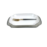 鲜瓷(XC)菜 盘10寸(陶瓷鱼盘 家用长方形 大号)