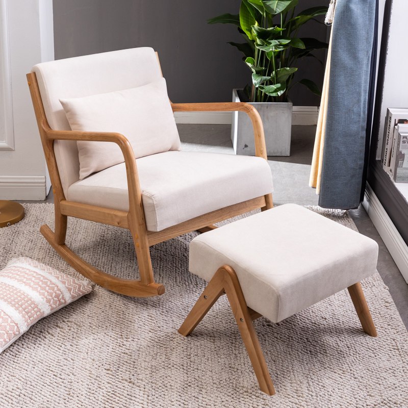 寻木匠北欧实木摇椅午睡躺椅摇摇椅懒人沙发阳台老人逍遥椅家用休闲
