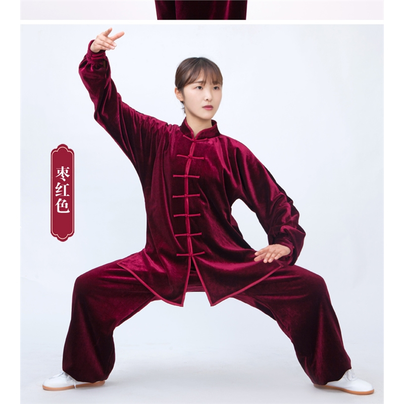闪电客太极服男金丝绒秋冬季太极拳练功服女武术服装春秋加绒加厚视频