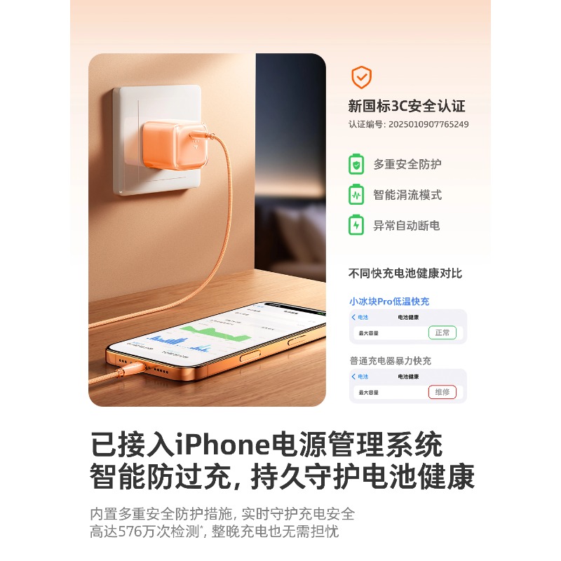 图拉斯-小冰块PRO系列旅行充电器(45W)星宇橙色(45W)高清大图