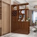 青木川 中式实木酒柜隔断柜间厅柜1.2米入户玄关柜客厅进门口红酒柜装饰柜双面屏风置物柜鞋柜一体门厅柜 胡桃色【120x40x200cm】