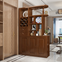 青木川 中式实木酒柜隔断柜间厅柜1.2米入户玄关柜客厅进门口红酒柜装饰柜双面屏风置物柜鞋柜一体门厅柜 胡桃色【120x40x200cm】